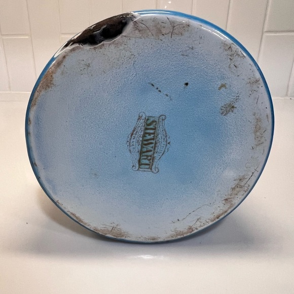 Antique Blue and White Enamelware Coffee Pot Flowers Stewart W Virginia - Picture 8 of 9